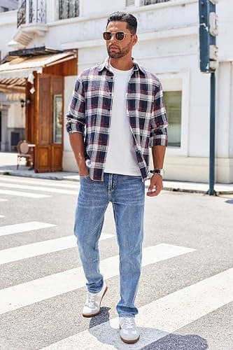 COOFANDY Mens Flannel Shirts Long Sleeve Button Down Shirt with Pocket Casual Shirts Work Shirts for Men thumbnail 3