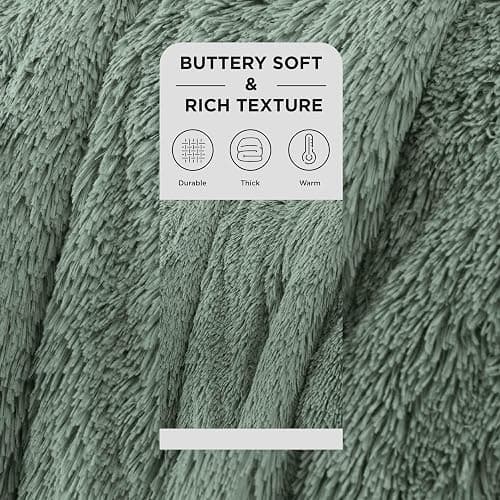 Bedsure GentleSoft Fluffy Sage Green King Size Blanket for Bed, Thick Soft Sherpa Faux Fur Fleece Bedding Fuzzy Plush Winter Warm Heavy Big Large King Blanket, Cozy Green Gifts for Men Women, 108x90 thumbnail 3
