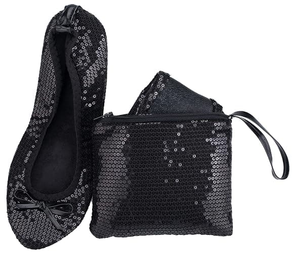 Women's Foldable Flats – Portable Ballet Slippers Shoes for Travel, Wedding – Fits in Purse thumbnail 3