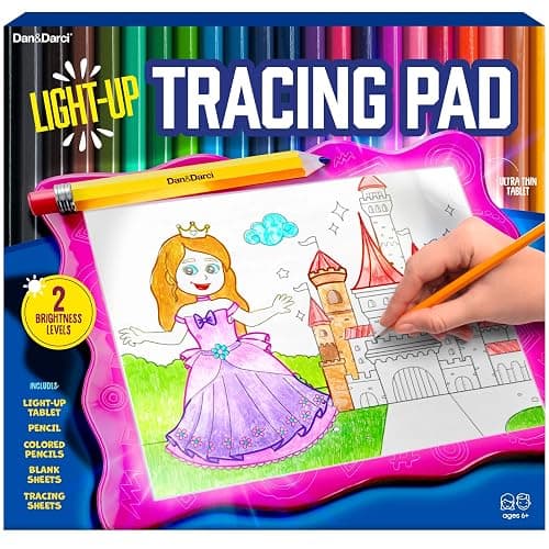 Dan&Darci Light Up Tracing Pad for Kids - Arts & Crafts Writing Drawing Tracer Board, Craft Kit for Girls & Boys Ages 6-12 - Birthday Toys Gifts Ideas for Girl or Boy 6+ Year Old Gift Toy - 6 7 8 9 10 - Image 1