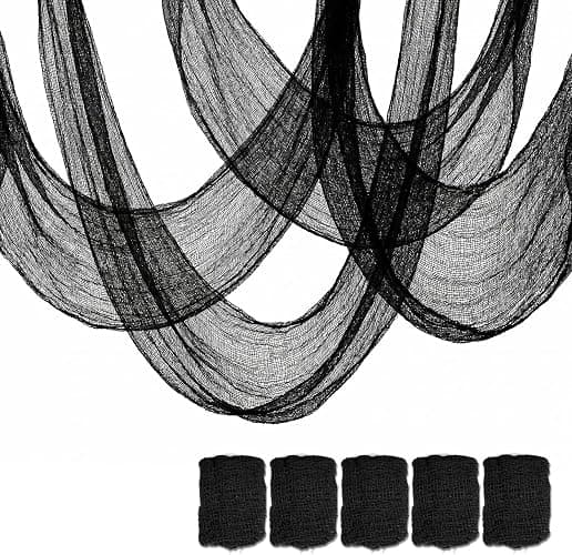 5Pcs Halloween Creepy Cloth Black 30×72inch - Halloween Decorations Clearance - Creepy Spooky Halloween Decorations Outdoor Indoor - Image 1