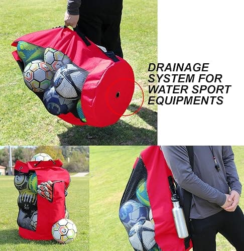 Fitdom Heavy Duty XL Soccer Mesh Equipment Ball Bag w/Adjustable Shoulder Strap Design for Coach. with an Over-Sized Front Pocket for Sporting Accessories. Best for All Outdoor & Water Gears thumbnail 6