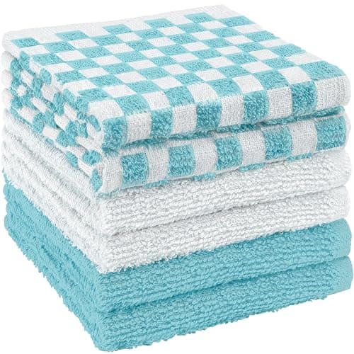 DecorRack 6 Pack 100% Cotton Checkered Washcloths, 12x12 inch Soft Cotton Face Towels, Absorbent and Durable Wash Cloth Set for Bathroom, Spa, Gym and Travel, Pink (Pack of 6) thumbnail 6
