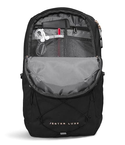 THE NORTH FACE Women's Jester Luxe Everyday Laptop Backpack, TNF Black/Burnt Coral Metallic, One Size thumbnail 4