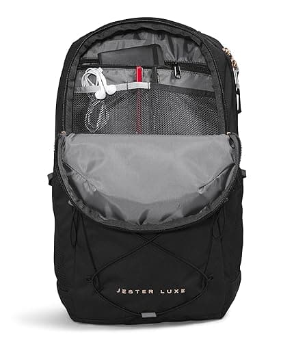 THE NORTH FACE Women's Jester Luxe Everyday Laptop Backpack, TNF Black/Burnt Coral Metallic, One Size thumbnail 5