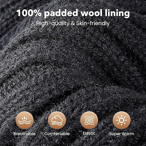 MUTKIS Winter Headbands for Women 3 Pack, Ear Warmers for Women Headband Wool Knit Thick Fleece Lined, Cold Weather Warm Ear Muffs(Black&Beige&Dark Gray) thumbnail 2