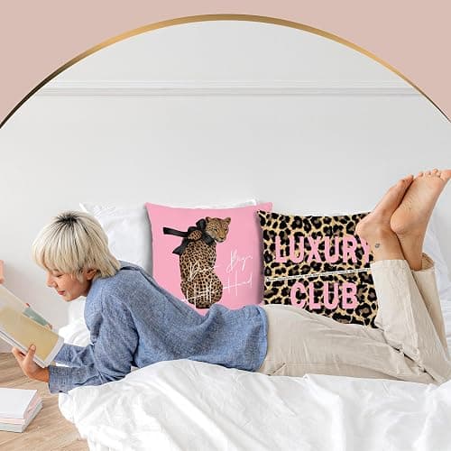 LUKIPOM Trendy Pink Leopard Pillow Covers 18x18 Set of 2, Leopard Cheetah Print Room Decor, Girly Bedroom Decor, Funky Preppy Y2K Aesthetic Cheetah Decorative Throw Pillow Covers thumbnail 6