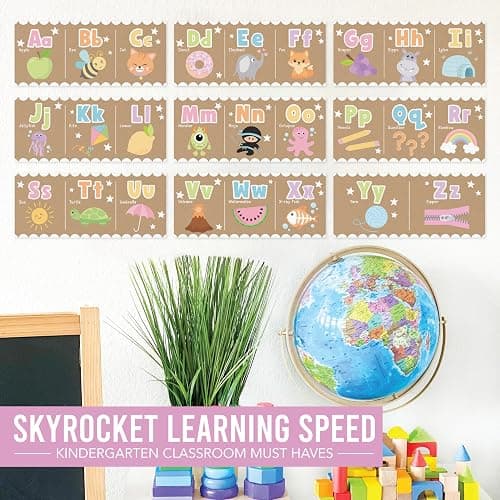 Hadley Designs Alphabet for Classroom Wall - ABC Posters for Classroom Wall, Kindergarten Classroom Decor & Daycare Decorations, Preschool Bulletin Board Sets, Kraft Daycare and Homeschool Essentials thumbnail 3