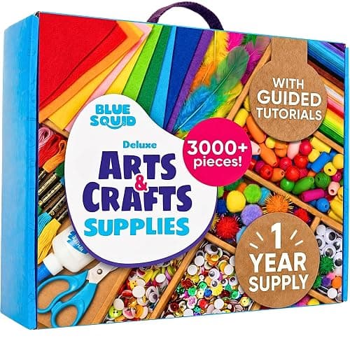 Blue Squid 3000+ pcs Arts and Crafts Supplies for Kids | Craft Kit Box for Kids Age 4-5, 4-8, 6-8, 8-12 | Craft Supplies & Materials Crafts Set Toys Art Box Gifts for Girls Boys Bulk Art Kit - Image 1