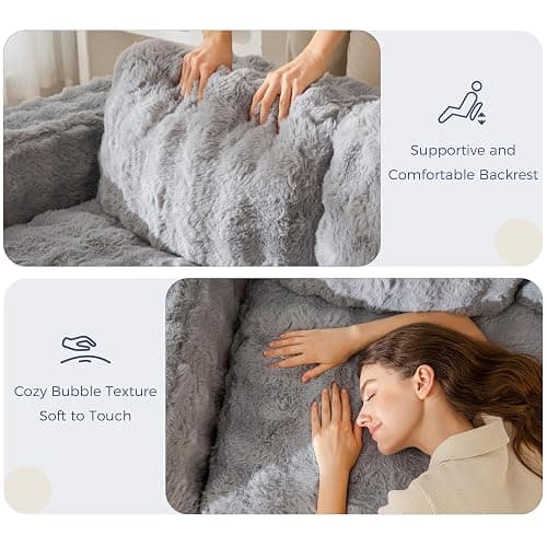MAXYOYO Loveseat Sofa Couch, Upholstered Bean Bag Chair Cloud Seat | Boneless Couch with Cushion & Pillows, Sofa in A Box, No Assembly Required, Ash Grey, 2-Seat thumbnail 6