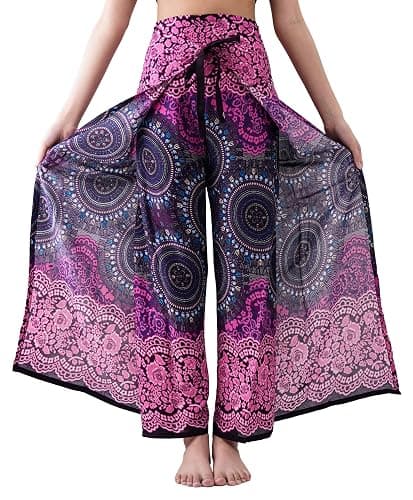 B BANGKOK PANTS Women's Boho Palazzo Pants Wide Leg Yoga Wrap Tie Up Waist - Image 1