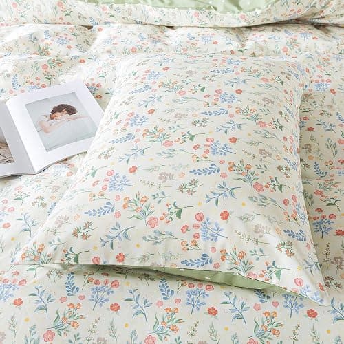 HoneiLife Duvet Dover Queen Size - 100% Cotton Bedlinen Set, Floral Comforter Cover with Zipper Closure & Corner Ties, 3-PC Wildflower Comforter Cover Sets thumbnail 6