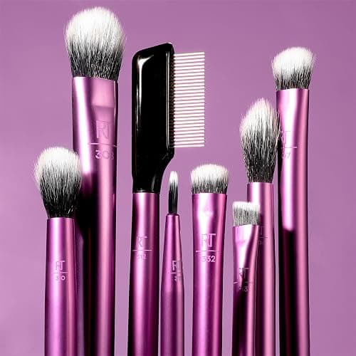 Real Techniques 8 Piece Everyday Eye Essentials Makeup Brush Set, Eye Brushes for Eye Liner, Eyeshadow, Brows, & Lashes, Travel Friendly, Gift Set, Synthetic Bristles, Cruelty-Free & Vegan thumbnail 6