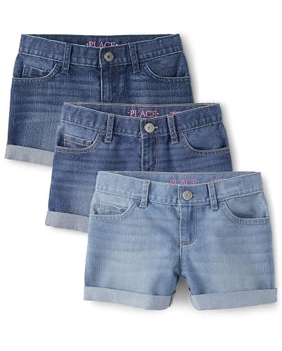 The Children's Place Girls Denim Shortie Shorts - Image 1