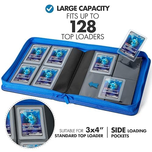 FunGuys Toploader Binder, Trading Card Binder Storage,128 4 Pocket Top Loader Pokemon Binder, Card Collection for Yugioh, MTG, TCG, Card Folders for Trading Cards thumbnail 3