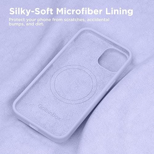 GolbinBox Magnetic for iPhone 13 Case & iPhone 14 Case, Compatible with MagSafe, [Soft Anti-Scratch Microfiber Lining], Slim Liquid Silicone Shockproof Protective Phone Case 6.1 inch, Lilac thumbnail 6