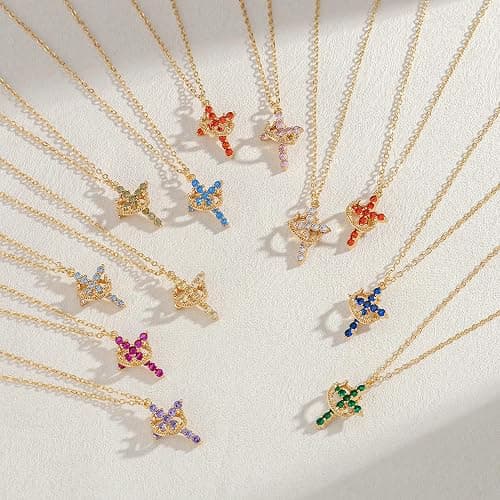 Robaice Perfect Gifts for Women – 14K Gold & Silver Plated Crown Cross Necklace, Enhanced Sparkle & Non-Tarnish Faith Jewelry with 12-Color Zircon Birthstones, Birthday & Christmas Gifts thumbnail 7
