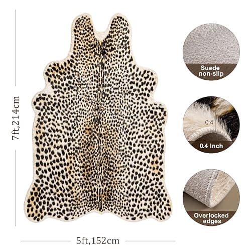 WARM HAVEN Cheetah Print Rug, Leopard Rug 5.2x7 Faux Animal Print Skin Cheetah Area Rug for Bedroom Living Room Animal Fur Hide Rustic Antelope Multicolor thumbnail 2