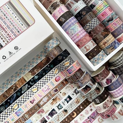YUBBAEX Cute Washi Tape Value Pack 36 Rolls Aniamls Printed Masking Tape Kawaii Decorative for Arts, DIY Crafts, Journal Supplies, Planners, Scrapbook, Card/Gift Wrapping (Girly Style) thumbnail 5