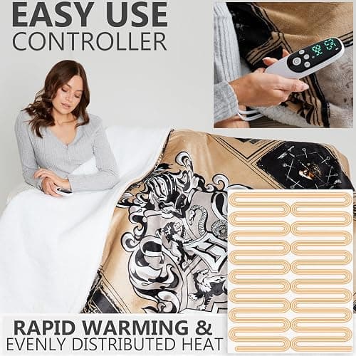 Get Trend Harry Potter Gifts Heated Blanket Electric, Queen Size Luxurious Fleece Weighted Blanket, Fast Heating with 9 Heat Settings Auto Shut-Off, 90x90in (Multi Harry Potter, Queen US) thumbnail 3