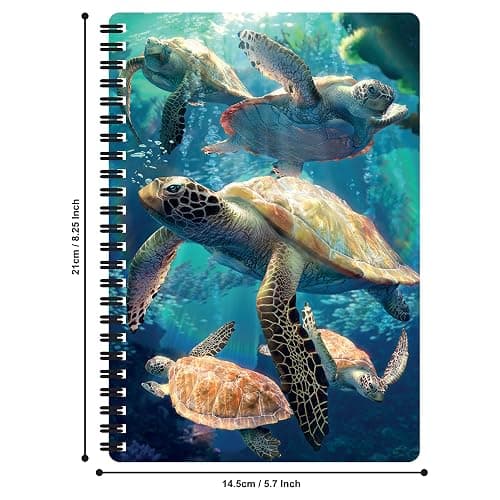 3D LiveLife Notebooks - Sea Turtle Swim from Deluxebase. Ruled 8.2" x 5.7" Medium Notepad. 80 Page Spiral Bound Notebook with Lenticular Sea Turtle Cover. Ocean Animal Journal for Women and Men. thumbnail 2
