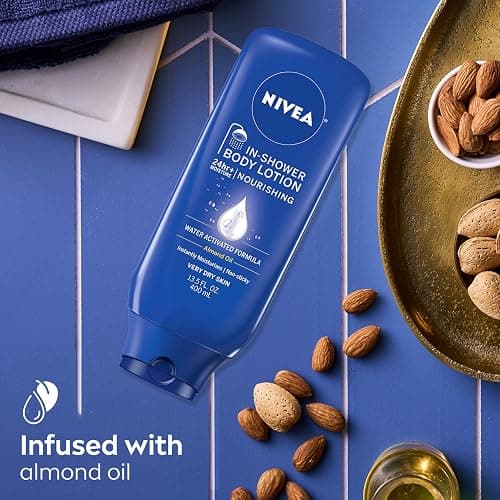 NIVEA Nourishing In Shower Lotion, Body Lotion for Dry Skin, 13.5 Fl Oz Bottle thumbnail 3