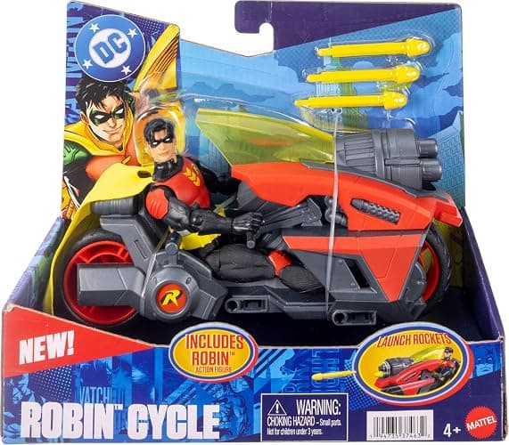 Mattel DC Premier 6.5 Inch Robin Figure & Cycle Vehicle with Projectile Launch, Exclusive Deco, Batlink Robin Cycle thumbnail 6