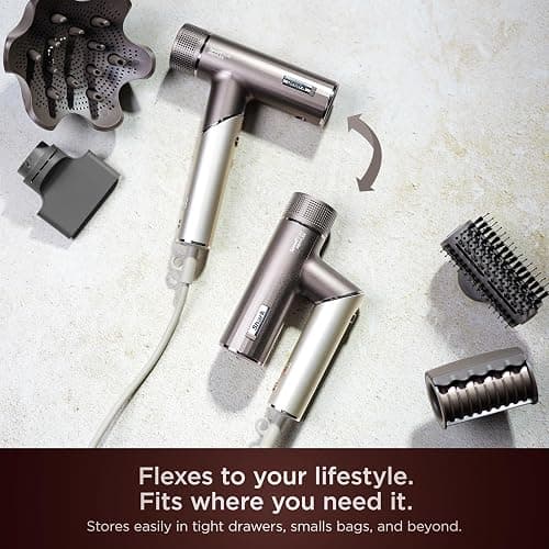 Shark SpeedStyle Pro Flex Professional Performance High-Velocity Hair Dryer System with Scalp Shield & IQ Speed Styling and Drying Suite, Lightweight, Ionic, No Heat Damage, Mocha Silver, HD542 thumbnail 11