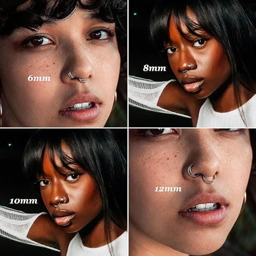 G23 Titanium 16/18/20G Double Triple Hoop Nose Rings Helix Conch Piercing | Septum ClickerTragus Nostril Cartilage Rook Body Piercing Jewelry, 14K Gold Plated, Silver, Black, 6/7/8/9/10/12mm thumbnail 4