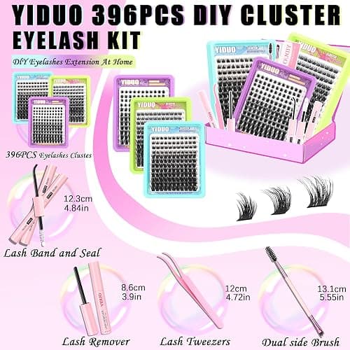 YIDUO 3 Styles Lash Clusters Kit Bulk Packs with 2×Bond&Seal Volume/Manga/ultra/Dramatic Eyelash Extensions 8-18mm lashes Clusters Kit Wispy D Curl Individual Fake Eyelashes Kit DIY at Home Easily thumbnail 6
