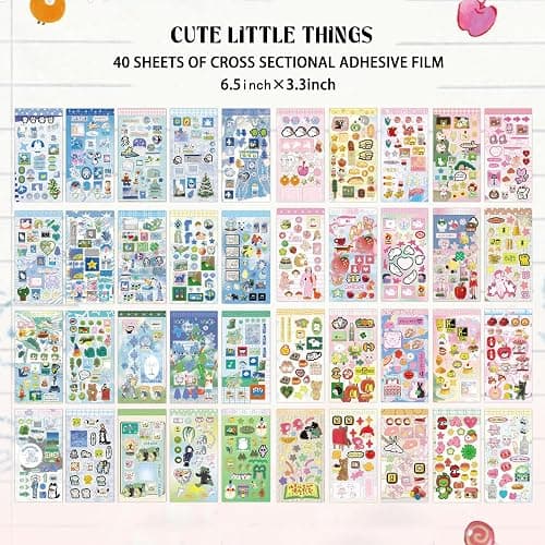 40 Sheets Japanese Sticker Book – Junk Journal Supplies & Scrapbooking Embellishments | Kawaii Sticker Book for Planners, Junk Journals, Vision Board Supplies,Scrapbooks –Prayer Board Supplies thumbnail 3