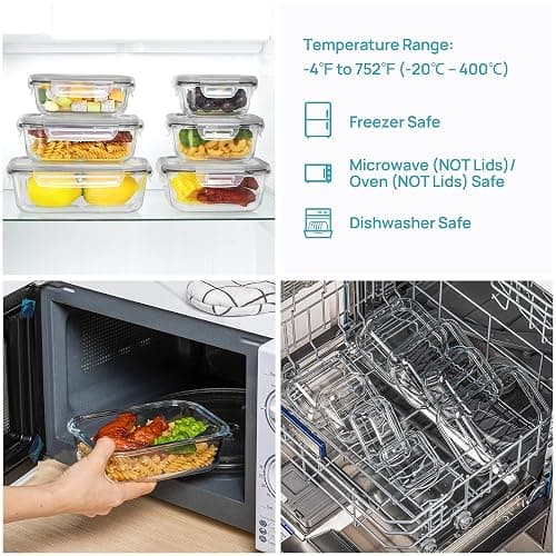 Vtopmart 8 Pack Glass Food Storage Containers with Airtight Lids, Glass Meal Prep Containers, Lunch Office Meal for Microwave, Oven, Freezer and Dishwasher, BPA Free thumbnail 4