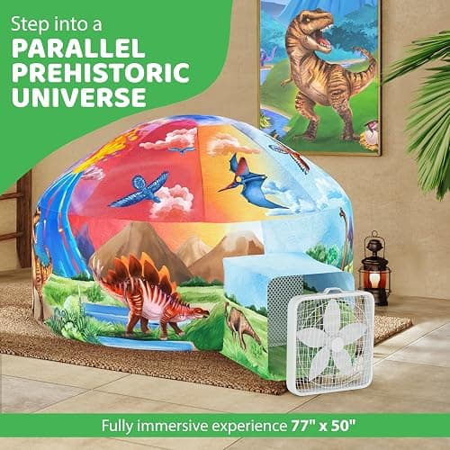 W&O Dino Aerodome with LED Lights - Inflatable Jurassic Fort for Kids Aged 3-12, Inflates in Seconds Creating an Immersive Dinosaur Experience (Fan Not Included) thumbnail 6