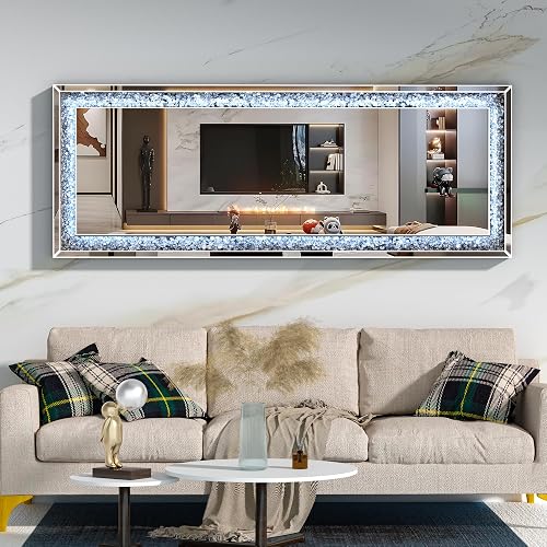 Hasipu 55"×20" LED Full-Length Mirror Crystal Crush Diamond, Wall Mounted Diamond Mirror Leaning for Living Room Bedroom Dimming & 3 Color Modes thumbnail 8