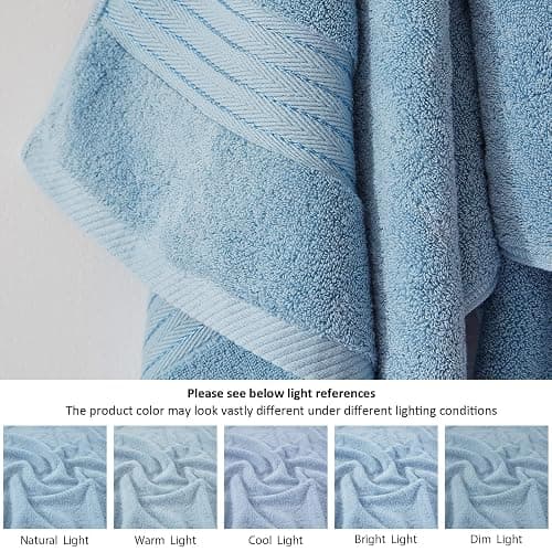 COZYART Light Blue Towel Sets for Bathroom 6Pcs, Turkish Cotton Bath Towel Set Soft Highly Absorbent and Durable 650 GSM Luxury Bathroom Sets with 2 Bath Towels, 2 Hand Towels, 2 Washclothes thumbnail 7