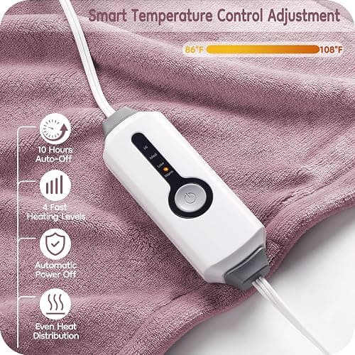 LaffyLo Electric Heated Blanket Twin Size 62" x 84", Ultra Soft Flannel Heating Blanket with 4 Heat Settings, 10-Hour Auto Shutoff, ETL Listed Overheat Protection, Machine Washable, Purple thumbnail 4
