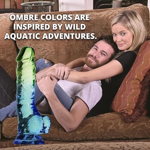 Adam & Eve Seaside Dreams Dildo, Realistic Soft Flexible Suction Cup, Lifelike Head and Veins, Hands Free Riding, Waterproof, Harness Compatible, Colorful Ombre Design, 7.5 Inch, Premium Pleasure Toy thumbnail 4