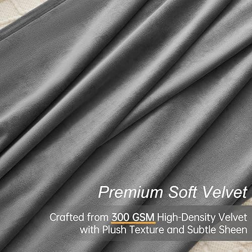 Topfinel Gray Velvet Blackout Curtains 84 Inches Long, Light Grey Room Darkening Thermal Insulated Soundproof Modern Heavy Thick Suede Back Tab Winter Drapes for Living Room Bedroom 2 Panels thumbnail 3