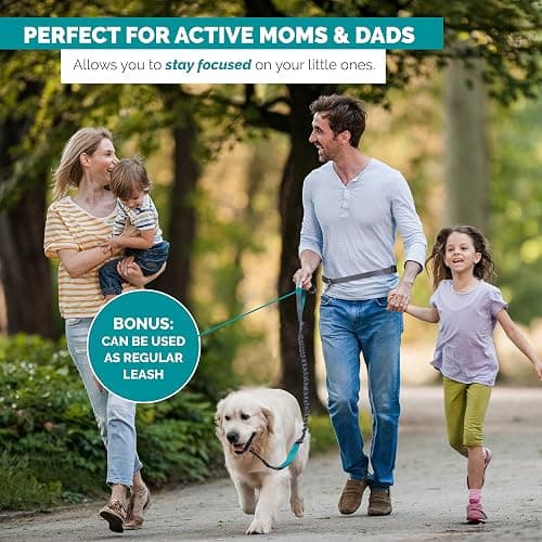 Tuff Mutt Hands-Free Waist Leash for Dog Walking, Running and Hiking, Adjustable Belt with Double Handle, Reflective Bungee Design for Large & Medium Dogs thumbnail 6