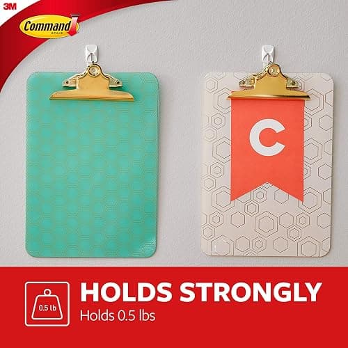 Command Small Wire Toggle Hooks, 16 Hooks and 24 Command Strips, Damage-Free Hanging Wall Hooks with Adhesive Strips, Adhesive Hooks for Hanging Christmas Decorations, Holds up to 0.5 lb thumbnail 3