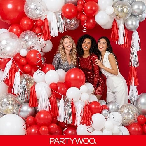 PartyWoo Red Balloons 140pcs Different Sizes of 18 12 10 5 Inch | Balloons for Birthday Graduation Bachelorette Citizenship Anniversary Cherry Casino Theme Party Decorations Red-Y57 thumbnail 5