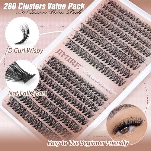 JIMIRE 320Pcs Individual Eyelashes DIY Russian Cluster Lashes 30D+40D Lashes Individual Cluster D Curl 9-16mm Mixed Wispy DIY Lash Clusters Eyelash Extesnsions thumbnail 3