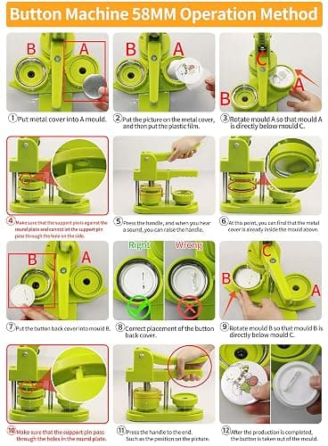 MK.Bear Button Maker Machine 58mm (2.25 in) Installation-Free, DIY Button Pin Maker Machine, Button Badge Press Machine with Free 100pcs Button Maker Supplies & Pictures & Circle Cutter & Magic Book thumbnail 4