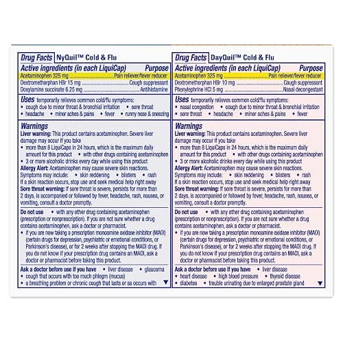 Vicks DayQuil & NyQuil Co-Pack, Cold & Flu Medicine, Powerful Multi-Symptom Daytime & Nighttime Relief for Headache, Fever, Sore Throat, Minor Aches & Pains, & Cough, 72ct thumbnail 2