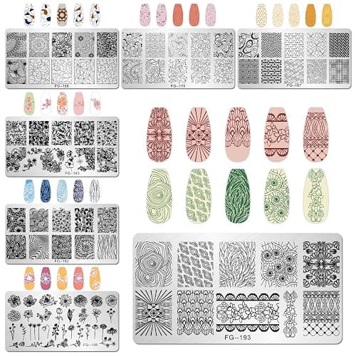 AddFavor Nail Stamper Kit 7pcs Nail Stamping Plates Geometric Mandala Flower Nail Stencils with 2 Stamp and 2 Scraper for Home Salon Manicure Design Supplies Tools thumbnail 2