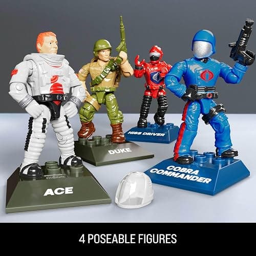 ​MEGA G.I. Joe Action Figures Building Toys, Skystriker XP-14F vs. Cobra H.I.S.S. with 617 Pieces, 4 Poseable Characters, for Collectors thumbnail 4