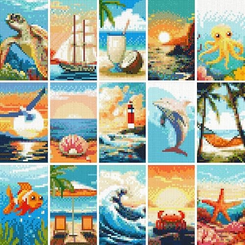 LuwoArte 15 Pack Diamond Painting Kits for Adults – Beach, Summer Vibes & The Sea Breeze – Full Drill DIY Paint Gem Art for Adults – Brilliant 5D Diamond Painting Kit – Relaxing Craft for Wall Décor thumbnail 5