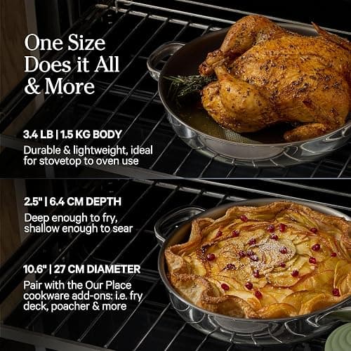 Our Place Titanium Always Pan Pro | 10.6" PFAS-Free Nonstick Frying Pan with Spatula | Chef-Grade Tri-Ply Stainless Steel & Aluminum Build | Induction & Oven-Safe up to 1000°F | Chrome thumbnail 5