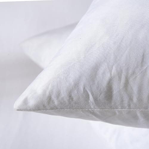 basic home 12x20 Decorative Throw Pillow Inserts-Down Feather Pillow Inserts-Oblong-Cotton Fabric-Set of 2-White. thumbnail 8