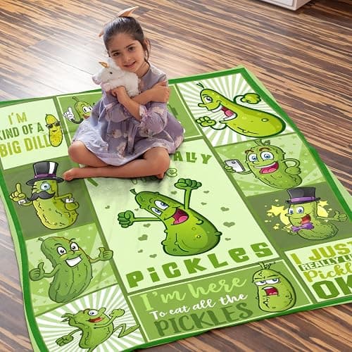 Pickle Blanket for Pickles Lover Funny Pickle Gifts Blanket for Girl Women Adult Teen I Just Really Like Pickles Soft Flannel Blanket for Sofa Bed Camping Travel Home Decor,40"x50"for Kids/Baby thumbnail 4